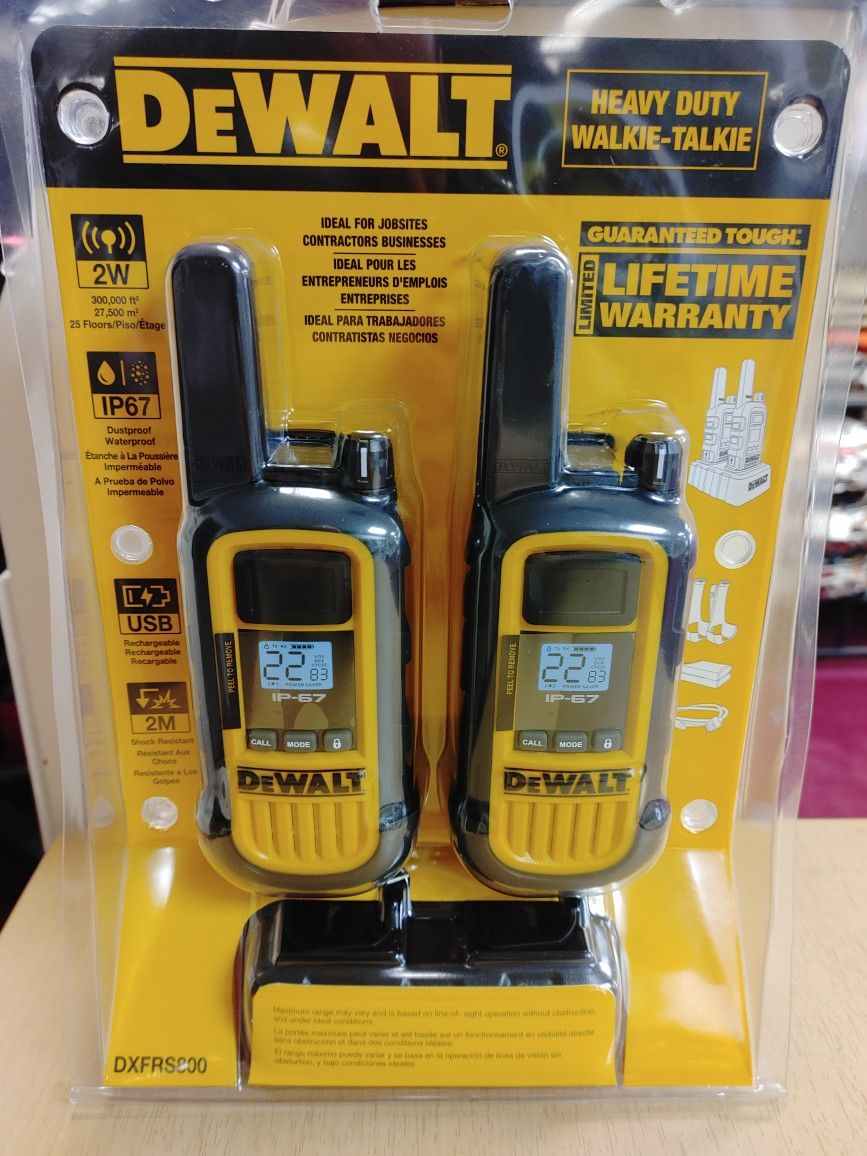 DeWalt DXFRS800 2 Watt Heavy Duty Walkie -Talkie ( NEW ) waterproof, shock resistant