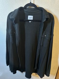 black oversized button up AERIE sweater