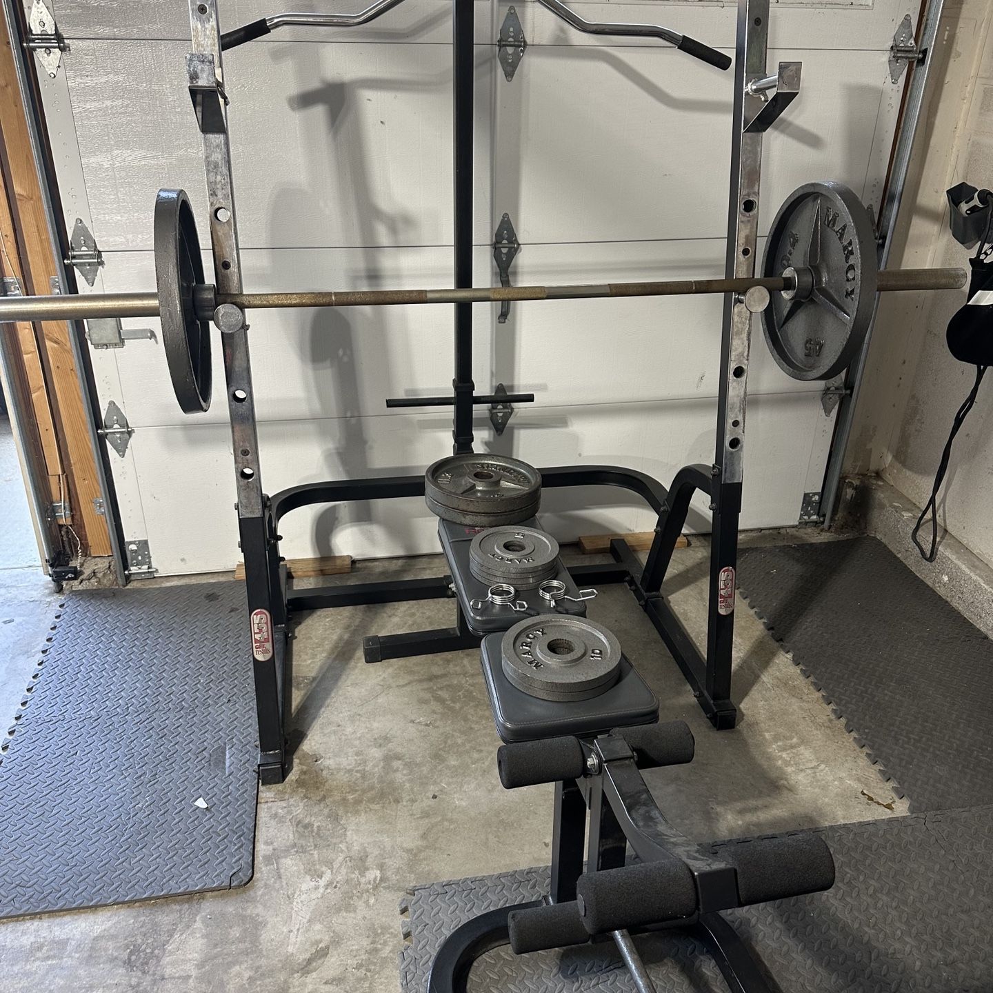 Gym Set Rockfit Squat Rack With High Cable Pulley System for Sale in Mission Viejo CA OfferUp