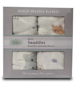 Muslin Swaddle Blankets | 2-Pack Organic Bamboo Muslin Cotton Swaddle Wrap | Receiving Blanket for Newborns | 70/30 Bamboo Cotton Blend | Baby Shower