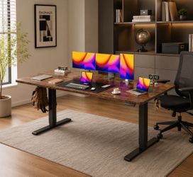 New 71 x 30 Large Electric Standing Desk, Height Adjustable Computer Desk, 29.5" Deep Desktop, Stand up Gaming Office Table with 2 Hooks, 3 Preset Hei