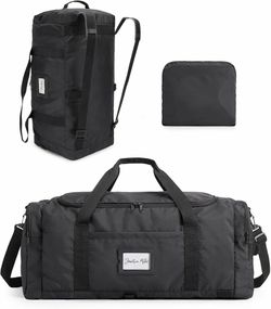 BAGSAMRT 85L Foldable Duffle Bag for Travel, Large Travel Duffel Bag for Men, 4 in 1 Travel Backpack, Carry on Weekender Bag, Dark Gray