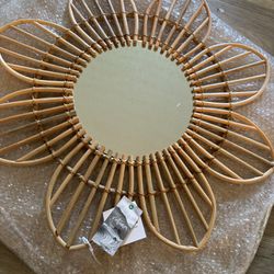 Flower Rattan Decorative Mirror 