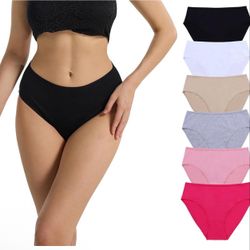 Xl Size Women's Plus Size Cotton Briefs, Stretchy Comfort Underwear, Solid Colors, 6 Pack