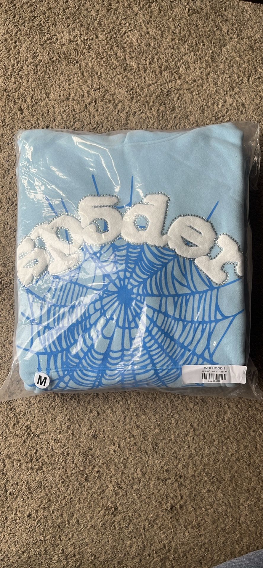 Sp5der hoodie Size Medium Blue Rhinestone