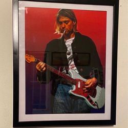 Kurt Cobain custom Art Piece in black frame