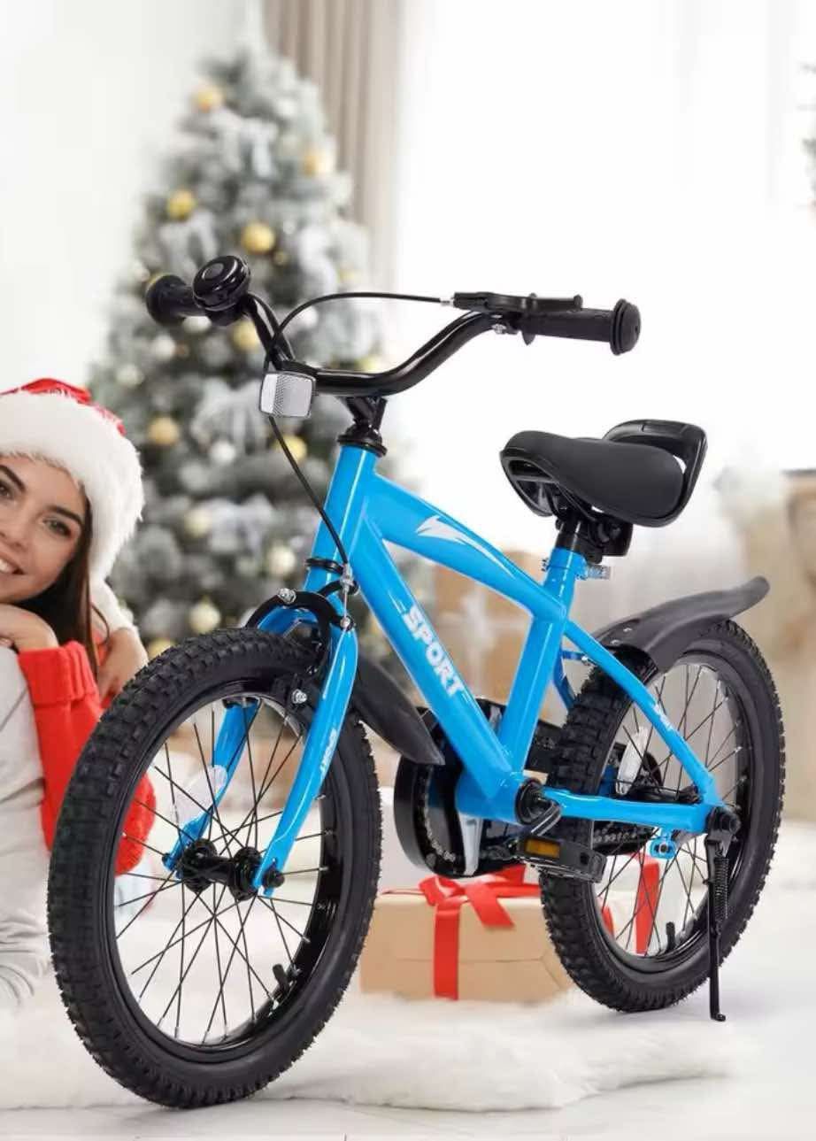 Kids Bike for Boys Girls 16 Inches Kid Bicycle with Kickstand Training Wheels Sturdy Frame Adjustable Seat Handbrake and Coaster Brake Bell for Rider