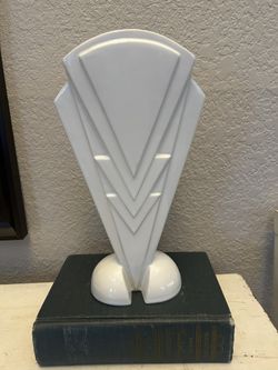 Vintage 1980’s Art Deco Style Porcelain Fan Vase