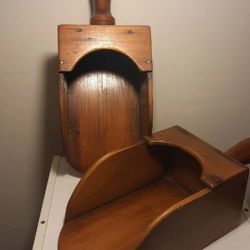 2 large antique wooden scoops