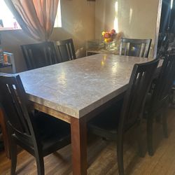 Marble Dining Table With Six Chairs  