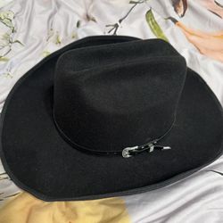 Black Western Cowboy Hat with Silver Buckle Band