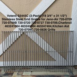 S5445C (3-Pack) Stainless Steel Cooking Grid Grates Replacement for Master Centro, Charbroil, Sam's Club, Members Mark, Jenn-Air (18 3/4" x 31 1/2")