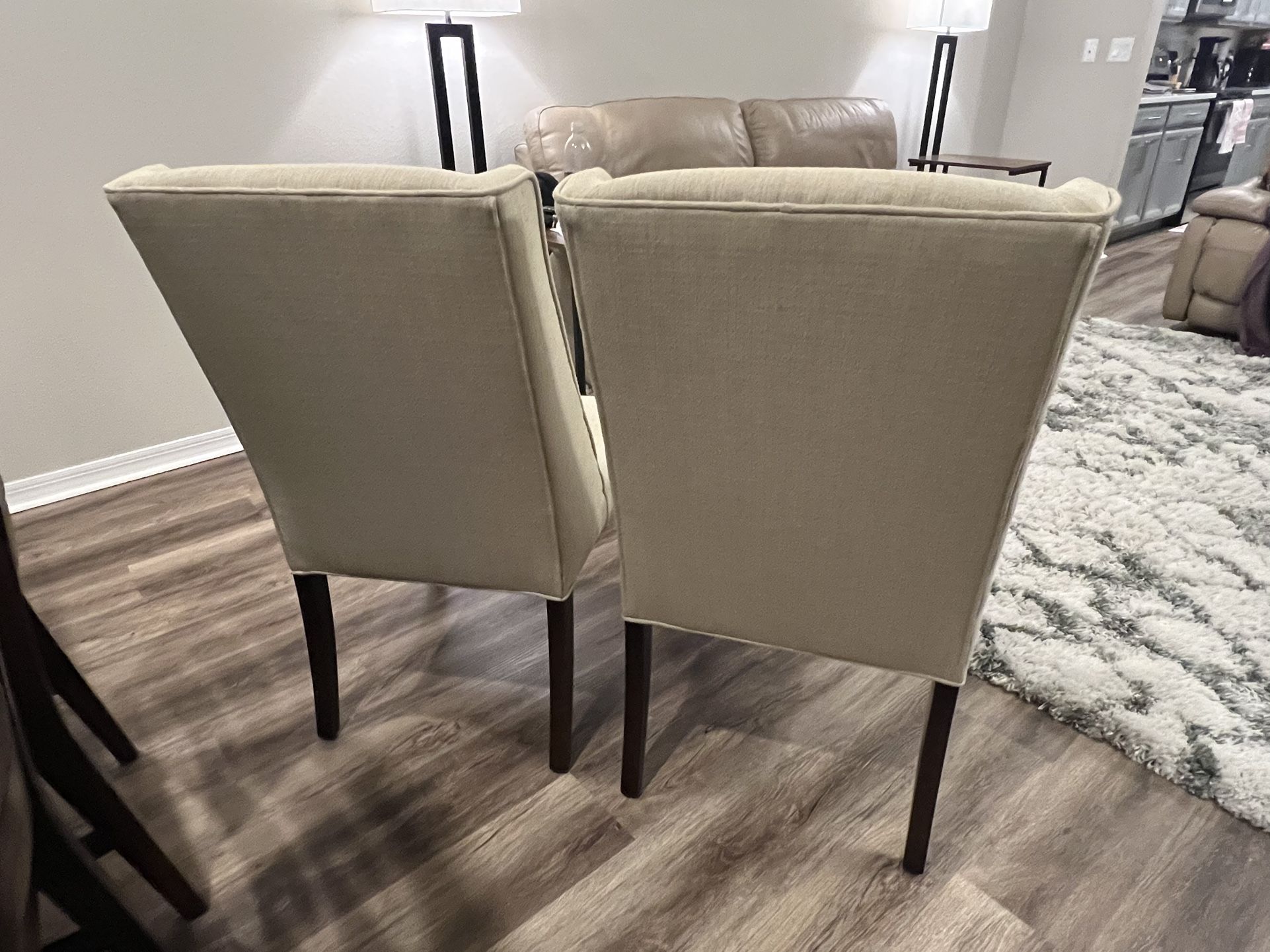 Cream Set Two High Back Dining Room End Chairs for Sale in Orlando, FL