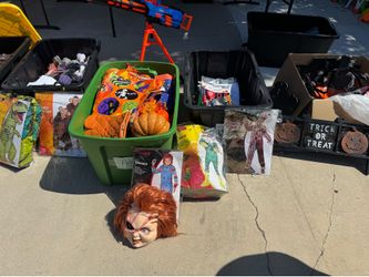 Halloween costumes and decor