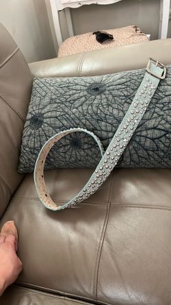 Baby Blue Leather Bling Cowboy Belt
