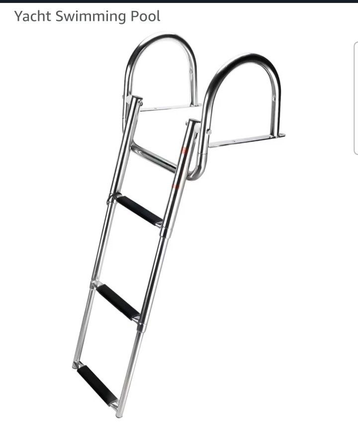 Stainless Steel in-Board 3 Step Pontoon Boat Ladder Telescoping Boat Swim