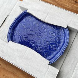 ANTIQUE W.S. GEORGE PETIT POINT 1858 BLUE PLATE