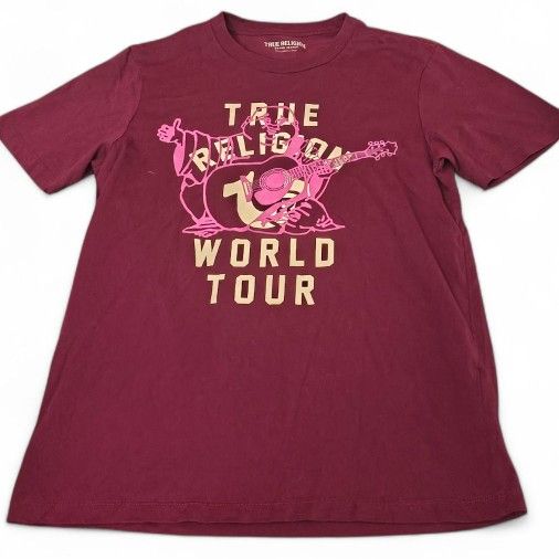 Women's True Religion Jeans, World Tour Burgundy T-Shirt