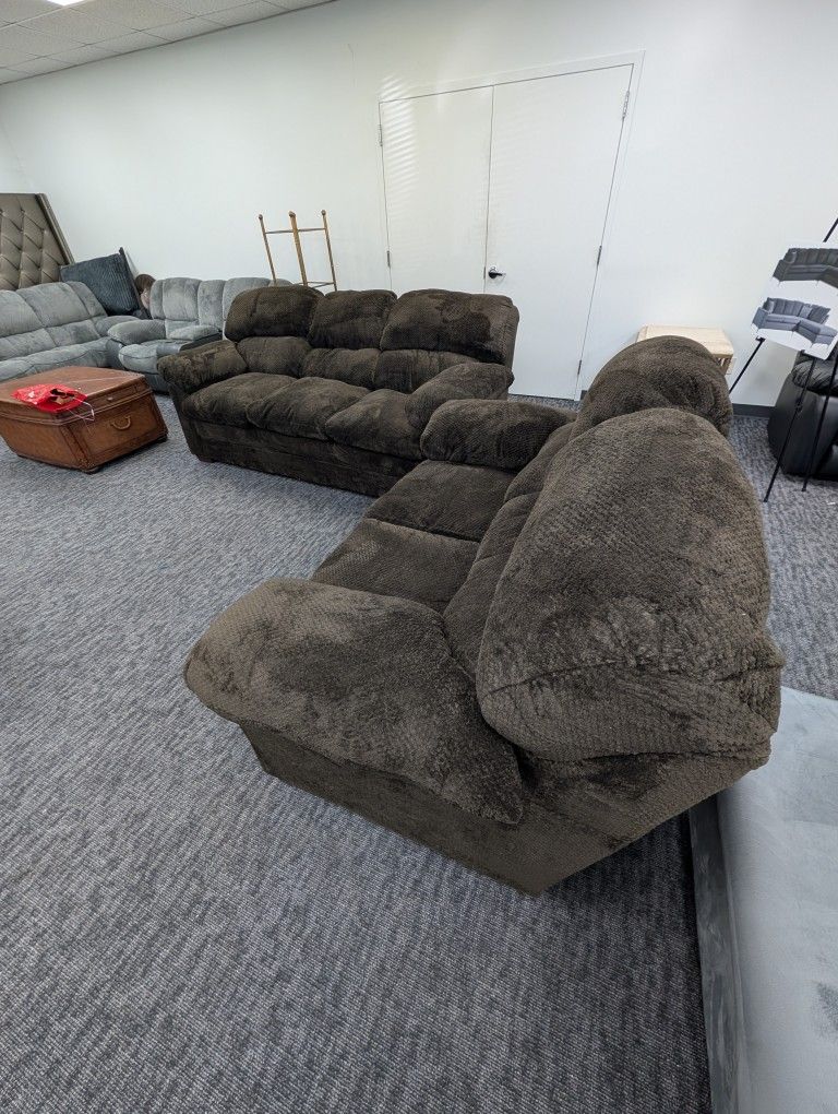 Percy Chocolate Sofa and Loveseat