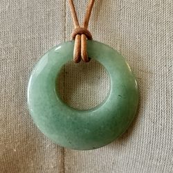 Green Aventurine Donut Pendant Necklace 