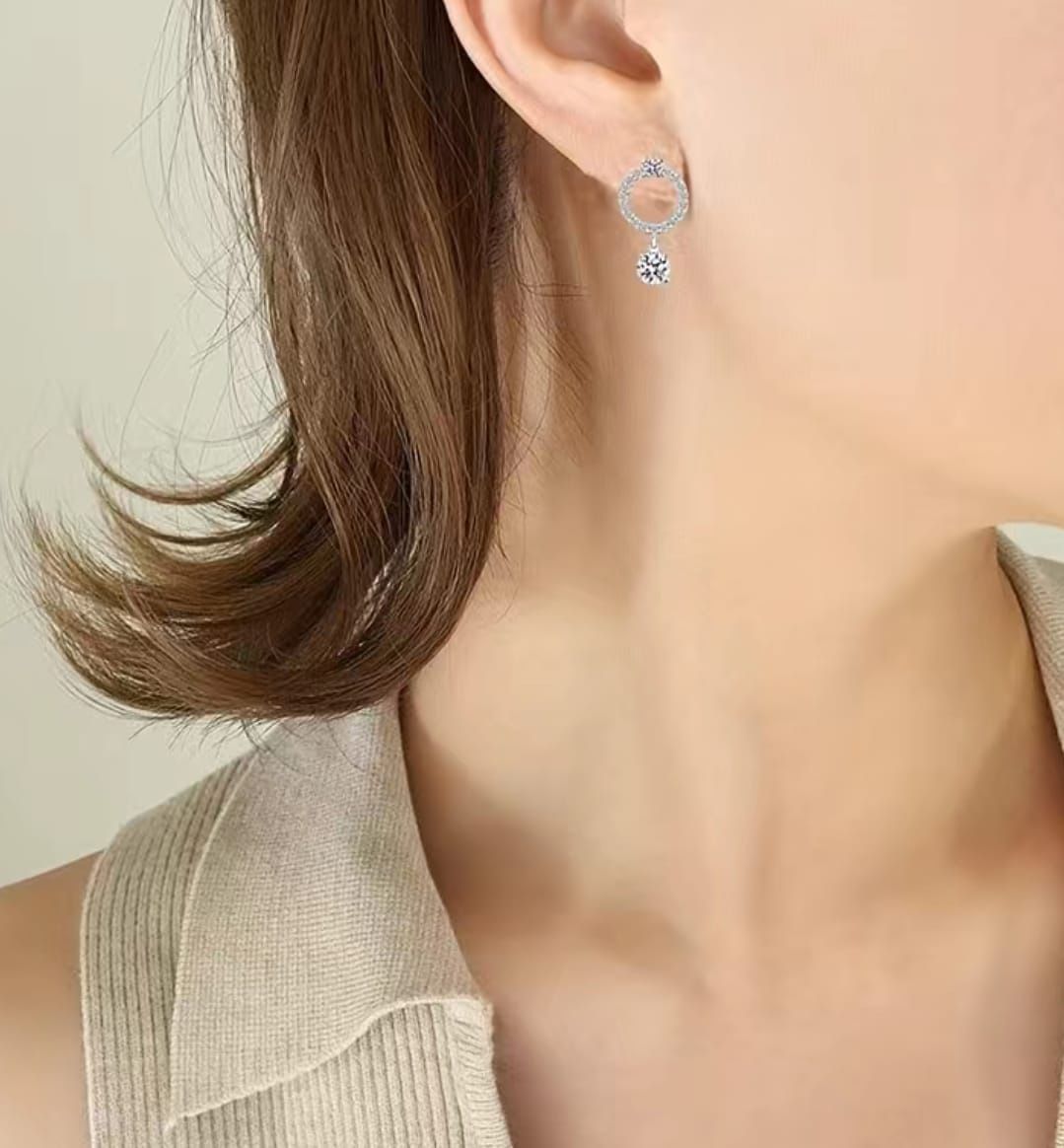 2sets Of Lab Made Diamond Earrings 