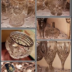 X6 VINTAGE GENUINE CRYSTAL CREAMER CUP MUG DISH WINE GLASS BOWL FROG INSERT JEWELRY HOLDER DISPLAY