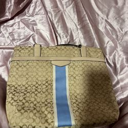 Coach F27008 Signature Stripe Tote Shoulder Bag