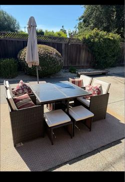 Outdoor Wicker Patio Dining Set with Cushions