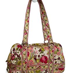 Vera Bradley Floral Roses Rose Shoulder Bag Handbag Purse Tote 14" x 8" x 4"