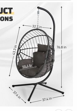 Hanging Egg Chair with Stand and Cushion