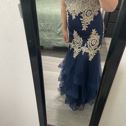 Blue And Gold Mermaid Dress 