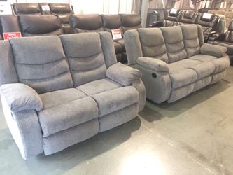 Gray Reclining Sofa and Loveseat Set Sale