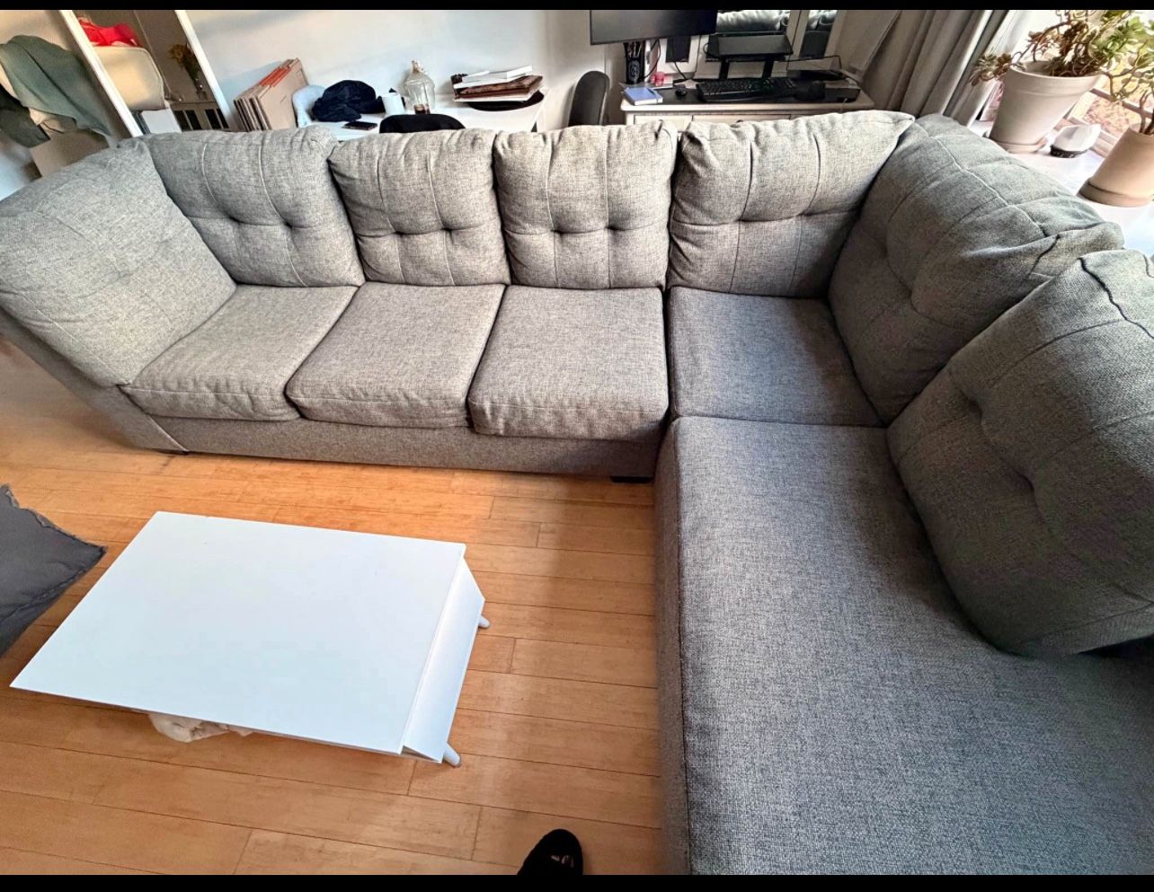(Ask  About Delivery ) Charcoal Grey Sectional Couch