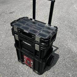 Husky Connect Rolling System Stackable Travel Tool Box Storage Chest! Some wear, works great!  22x15x28in