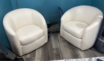 Used white chairs