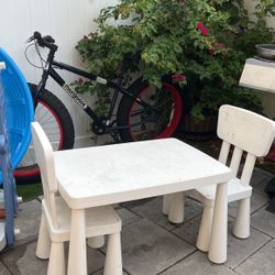 Ikea White Kids Table With 2 Chairs
