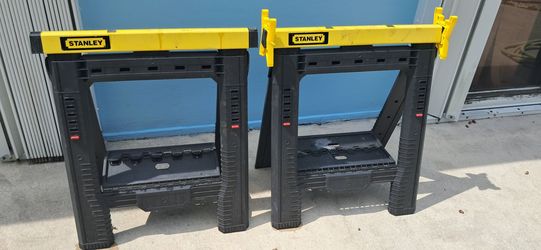 Two Stanley adjustable sawhorses