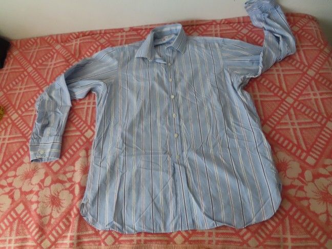 TURNBULL & ASSER neiman marcus striped HAND MADE COTTON DRESS SHIRT 17/43
