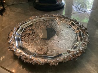 Crown Silver- Plated Round Footed Serving Tray