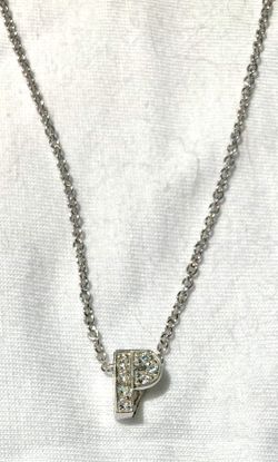 Eli K sterling silver & cz P initial necklace