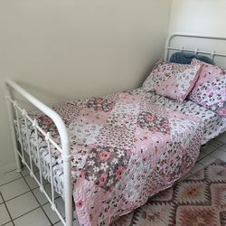 Twin metal bed frame and mattress