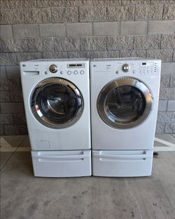 LG Direct Drive Washer and Electric Dryer Set with Pedestals