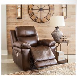 Ashley Leather Power Recliner w/ Adjustable Headrest – Excellent Condition