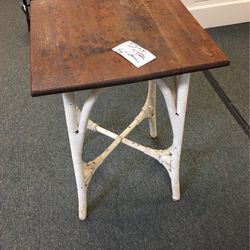 Table, Shabby Chic, Wood and Wicker, vintage measurements are 30 inches tall and 20” x 20”