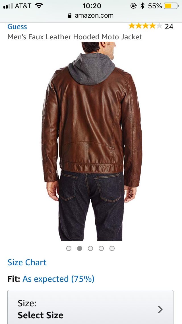 Guess Men's Faux Leather Hooded Moto Jacket Black GUESS Men's Faux