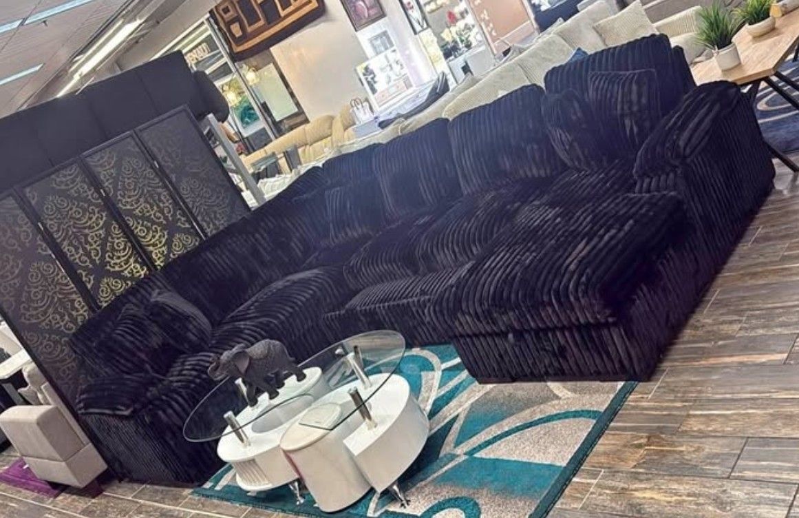 Jet Black Extra large sectional pull out sofa bed sleeper sofa