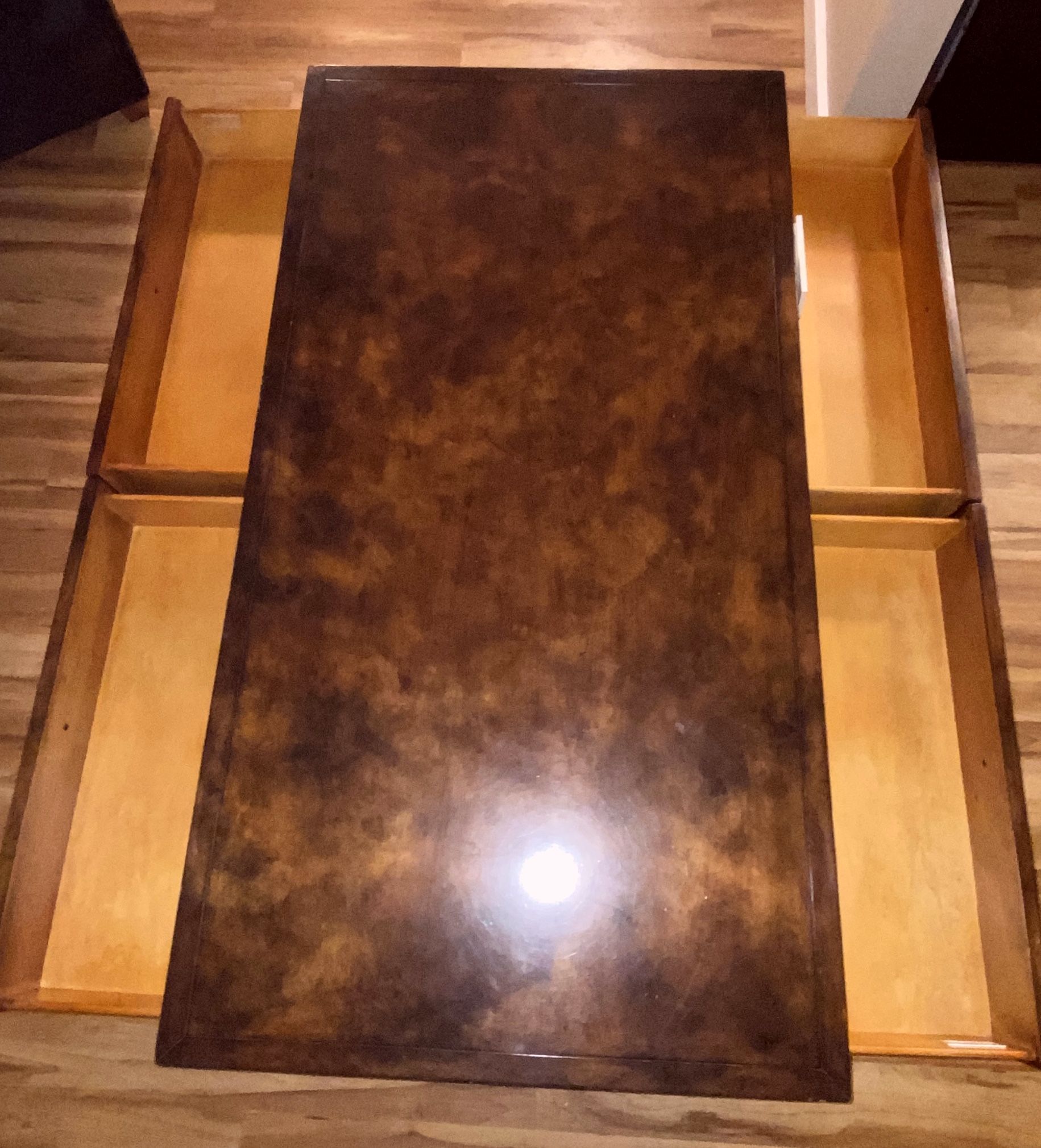 Dark Burled Wood Heirloom Quality Kravet Coffee Table 
