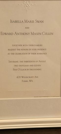 Twilight Saga invitation Framed