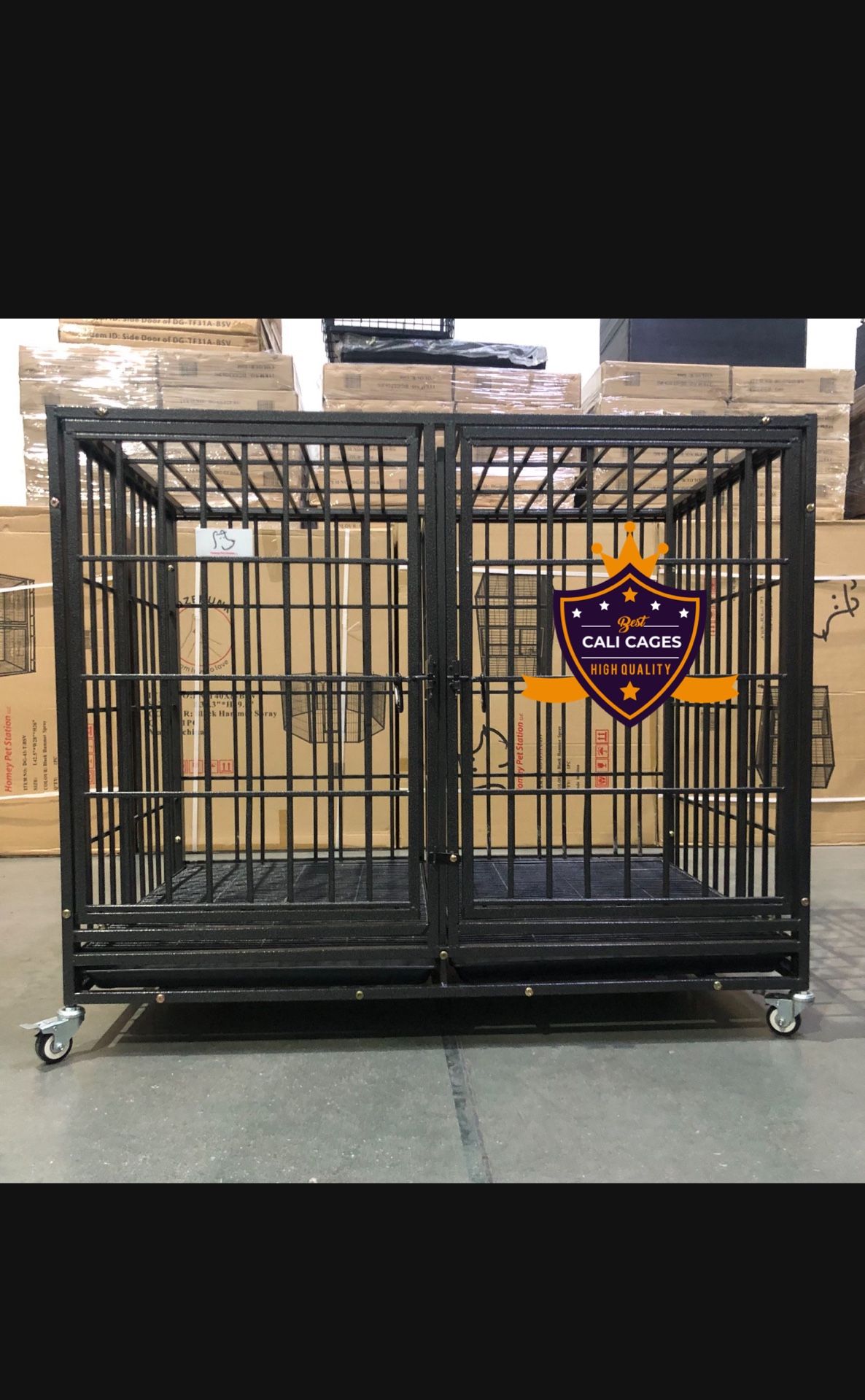 Dog Pet Cage Kennel Size 43” Thick Bar With Divider