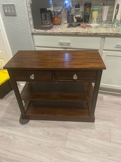 Dark Wood Console Table with Drawers